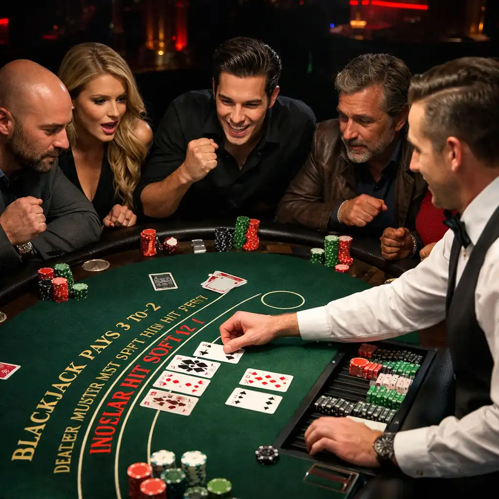 Gracze przy stole blackjack podczas eventu