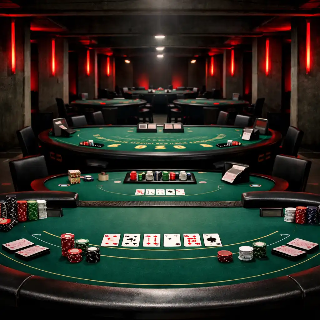 Stoły casino przygotowane na wydarzenie