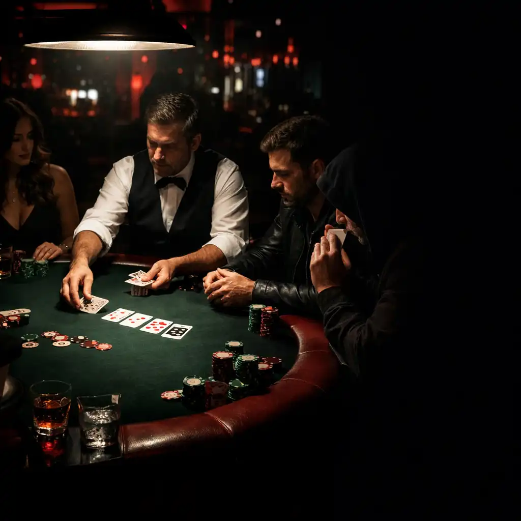 Pokerowy stół podczas nocnego eventu casino